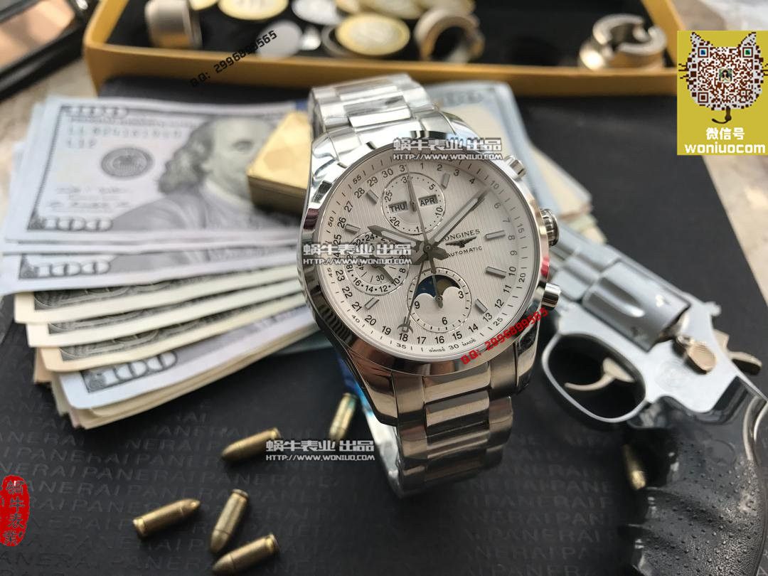 【实拍图鉴赏】YL Factory 1:1 top  Replica Watches 之 Longines 康铂旗舰版L2.798.4.52.6男表《黑色表盘》 / L052A
