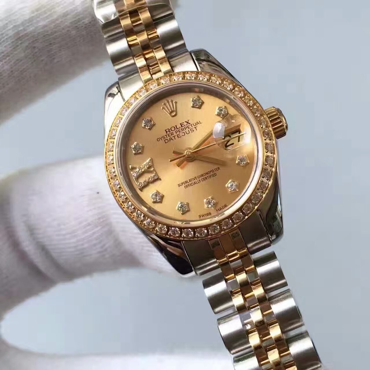 【台湾 Factory  top  Replica Copy  Watches 】 Rolex 女装  Datejust 系列279383RBR香槟色表盘女士 wrist watches  / R144