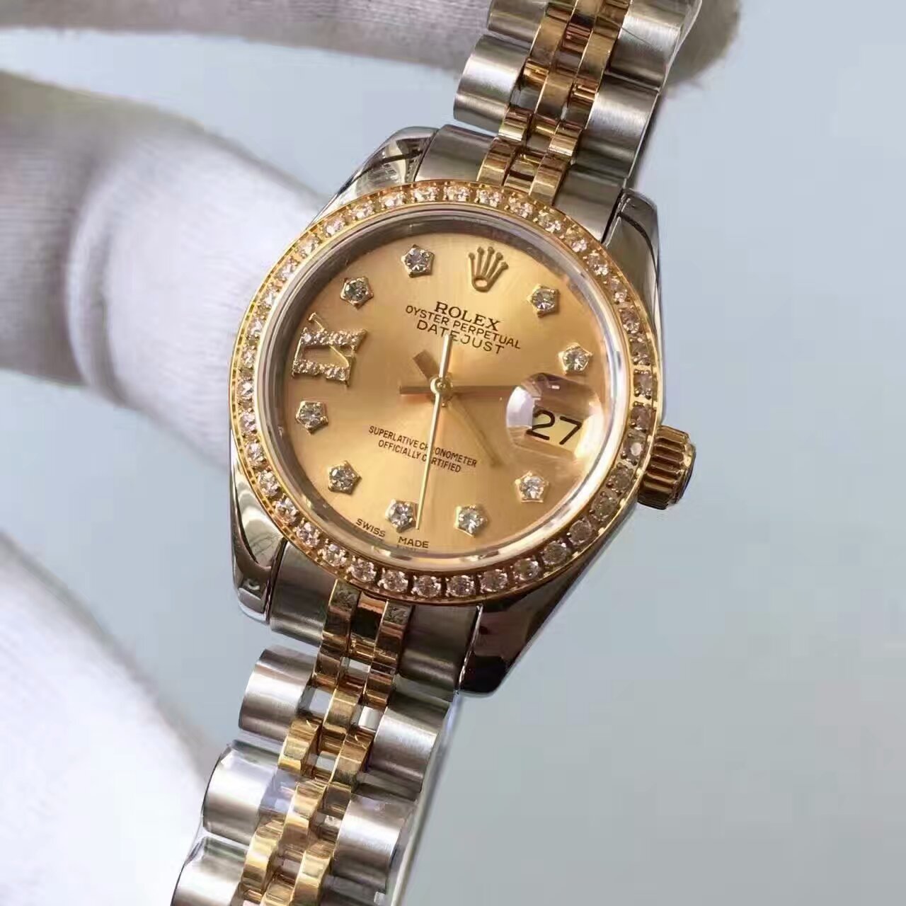 【台湾 Factory  top  Replica Copy  Watches 】 Rolex 女装  Datejust 系列279383RBR香槟色表盘女士 wrist watches  / R144