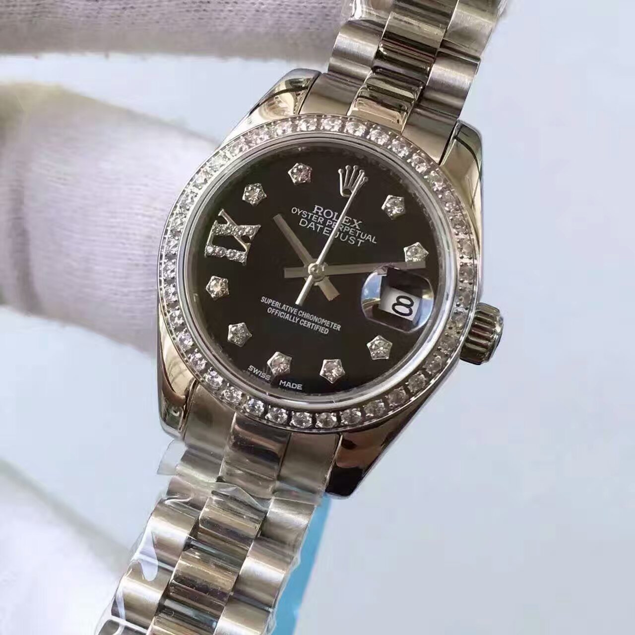 【台湾 Factory  Perfect  Replica Watches 】 Rolex 女装  Datejust 系列黑色表盘 wrist watches  / R148