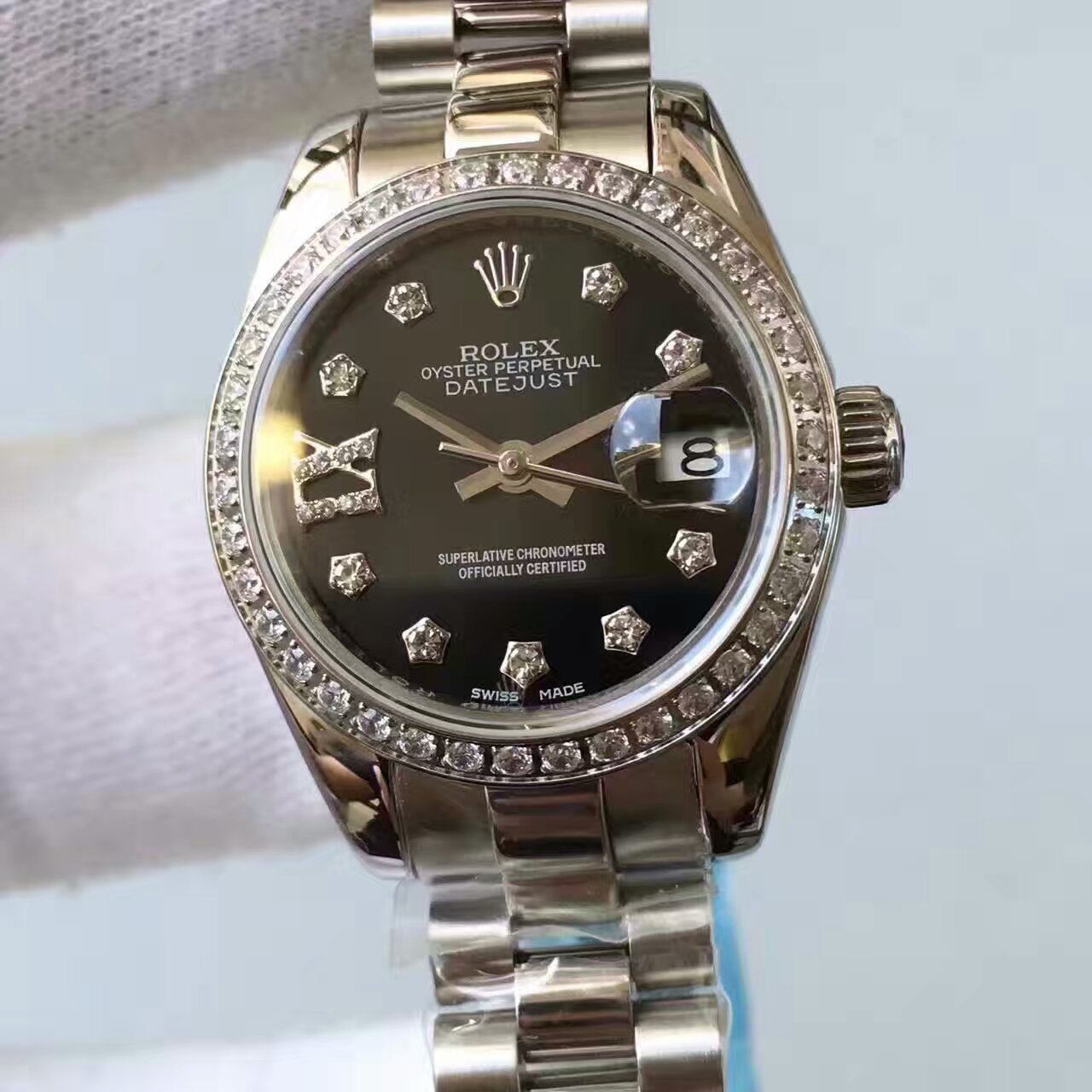 【台湾 Factory  Perfect  Replica Watches 】 Rolex 女装  Datejust 系列黑色表盘 wrist watches  / R148
