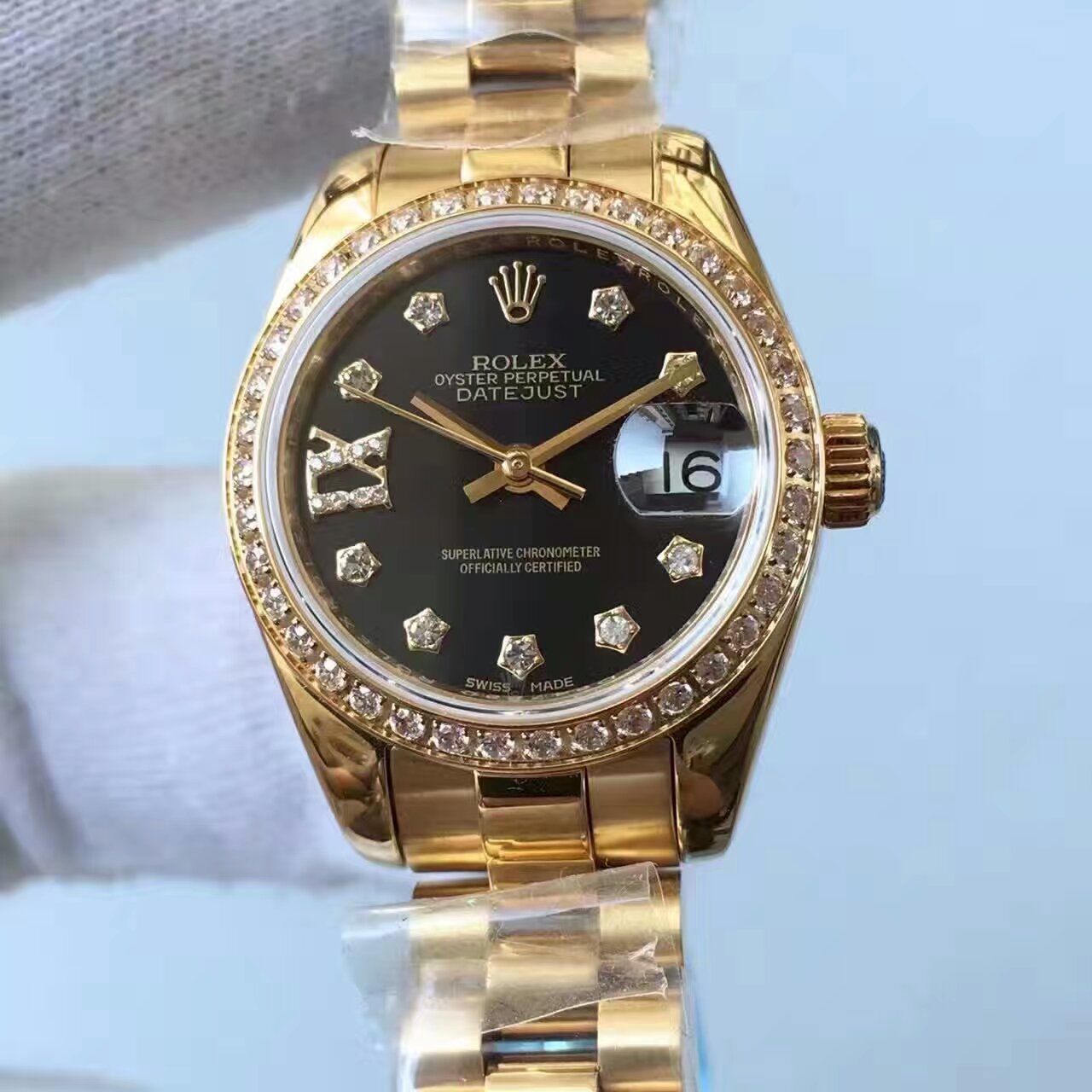 【台湾 Factory  Perfect  Replica Watches 】 Rolex 女装  Datejust 系列黑色表盘女士 wrist watches  / R150