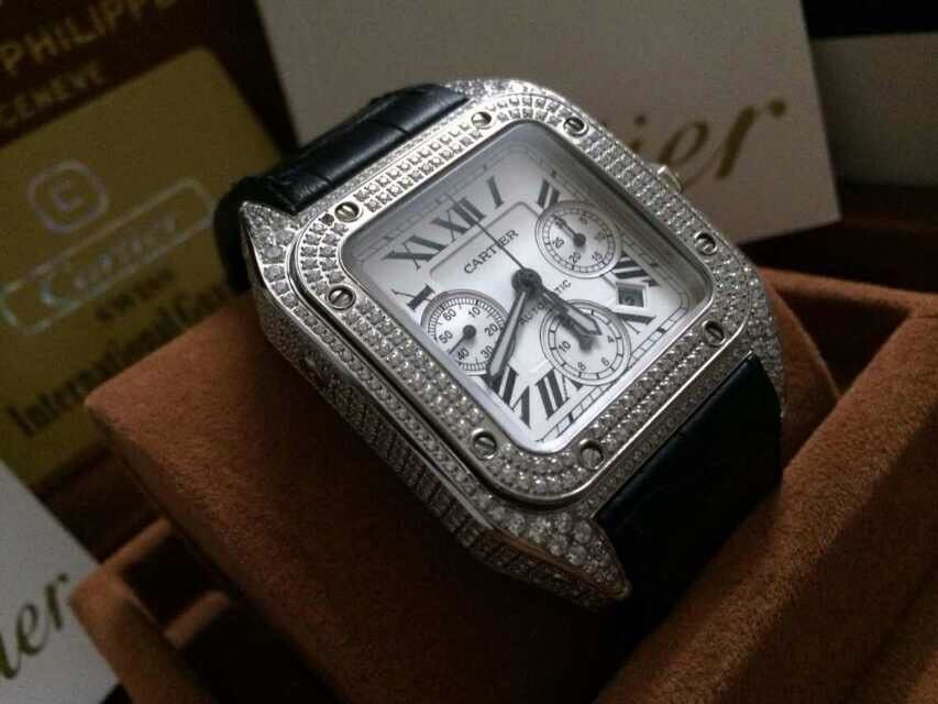 【视频解析】V6 Factory 出品 Cartier   Santos  Replica W20090X8满钻土豪款 wrist watches  /  Cartier   Santos 满钻土豪款