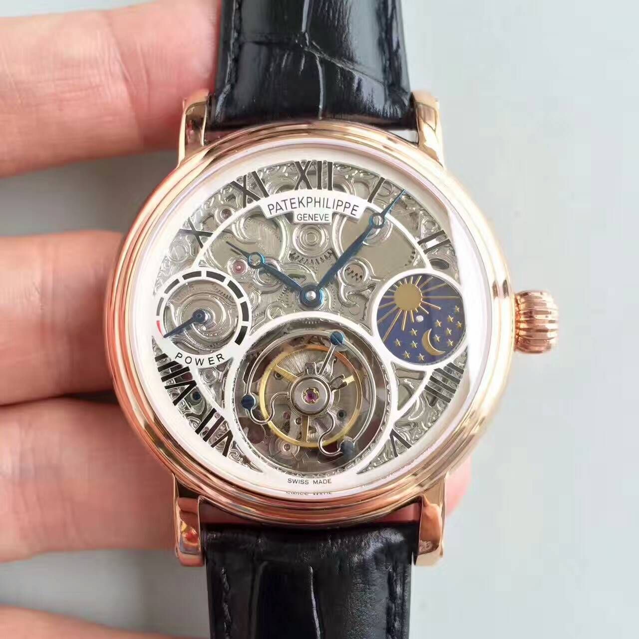 【TF Factory  Perfect  Knockoff  Watches 】 PATEK PHILIPPE 镂空雕花动力星辰真 Tourbillon  wrist watches 