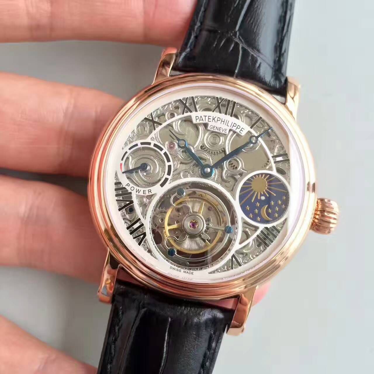 【TF Factory  Perfect  Knockoff  Watches 】 PATEK PHILIPPE 镂空雕花动力星辰真 Tourbillon  wrist watches  / BD202