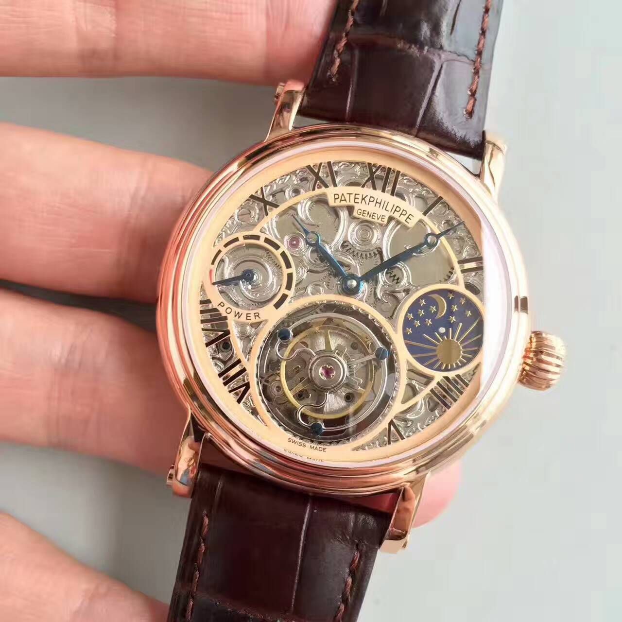 【TF Factory  Perfect  Knockoff  Watches 】 PATEK PHILIPPE 镂空雕花动力星辰真 Tourbillon  wrist watches  / BD202