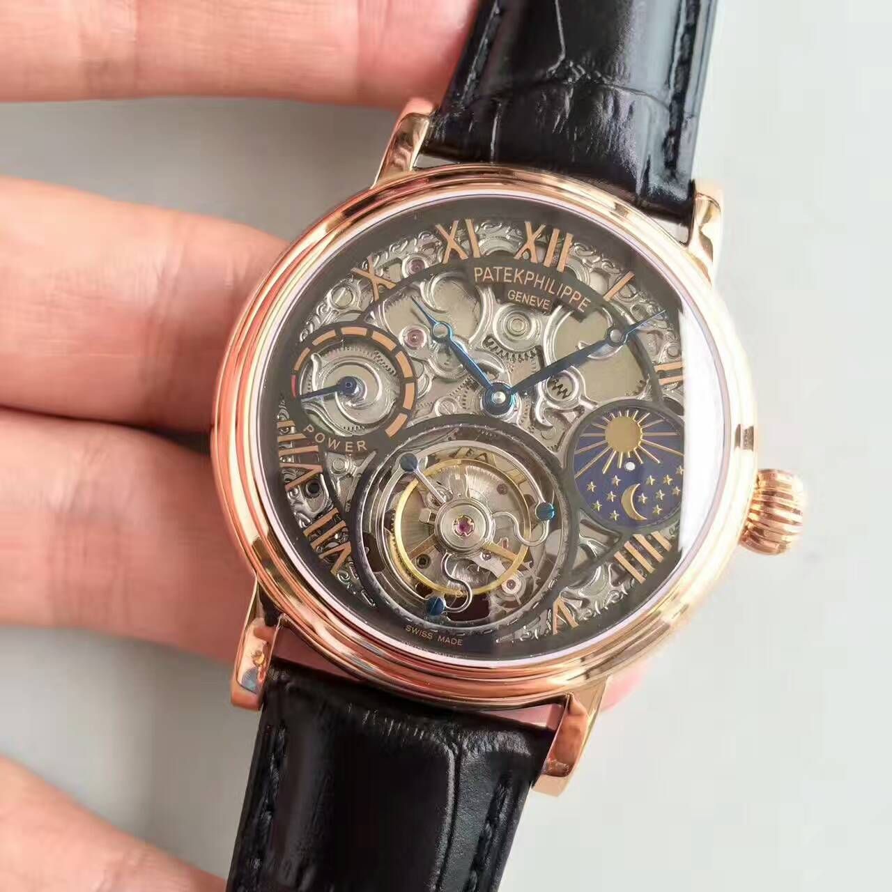 【TF Factory  Perfect  Knockoff  Watches 】 PATEK PHILIPPE 镂空雕花动力星辰真 Tourbillon  wrist watches  / BD202