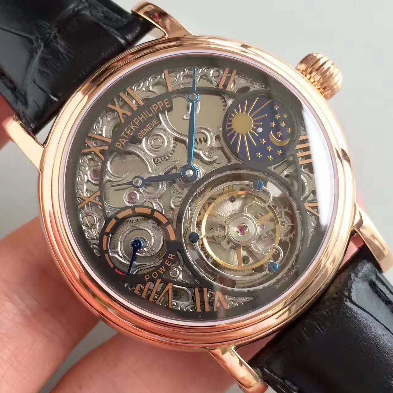 【TF Factory  Perfect  Knockoff  Watches 】 PATEK PHILIPPE 镂空雕花动力星辰真 Tourbillon  wrist watches  / BD202