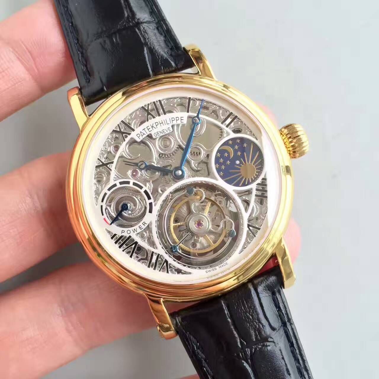 【TF Factory  Perfect  Knockoff  Watches 】 PATEK PHILIPPE 镂空雕花动力星辰真 Tourbillon  wrist watches  / BD202