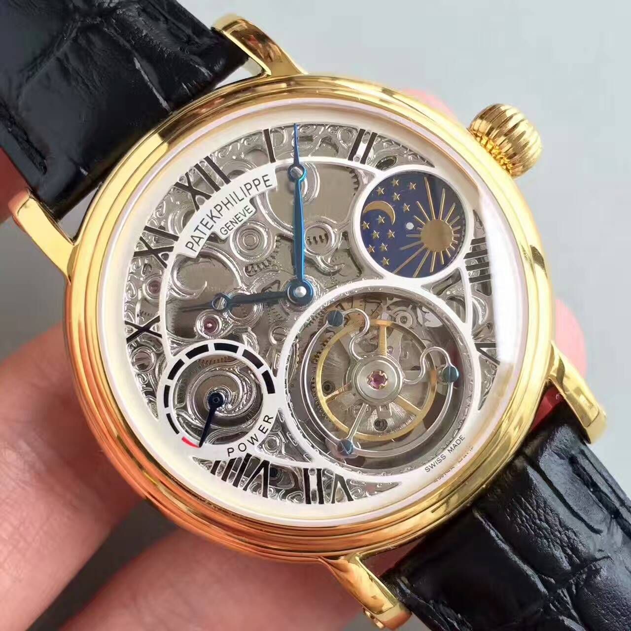 【TF Factory  Perfect  Knockoff  Watches 】 PATEK PHILIPPE 镂空雕花动力星辰真 Tourbillon  wrist watches  / BD202
