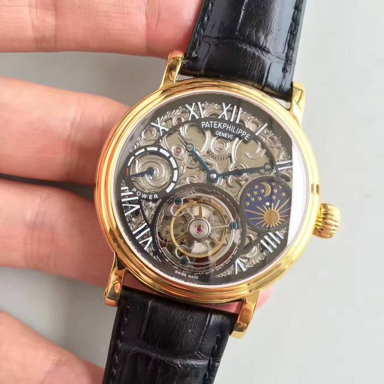 【TF Factory  Perfect  Knockoff  Watches 】 PATEK PHILIPPE 镂空雕花动力星辰真 Tourbillon  wrist watches  / BD202