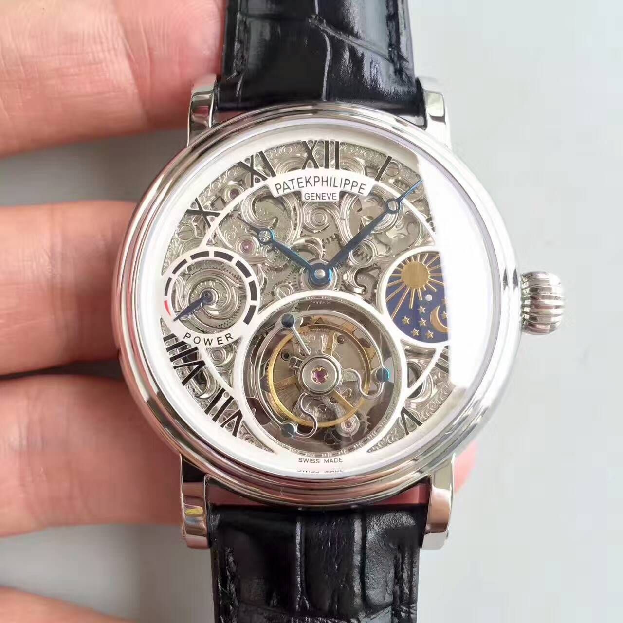 【TF Factory  Perfect  Knockoff  Watches 】 PATEK PHILIPPE 镂空雕花动力星辰真 Tourbillon  wrist watches  / BD202