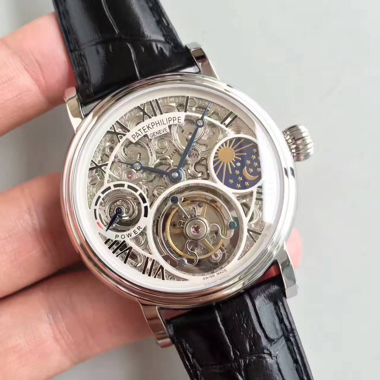 【TF Factory  Perfect  Knockoff  Watches 】 PATEK PHILIPPE 镂空雕花动力星辰真 Tourbillon  wrist watches  / BD202