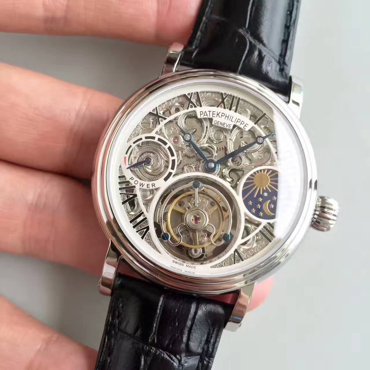【TF Factory  Perfect  Knockoff  Watches 】 PATEK PHILIPPE 镂空雕花动力星辰真 Tourbillon  wrist watches  / BD202