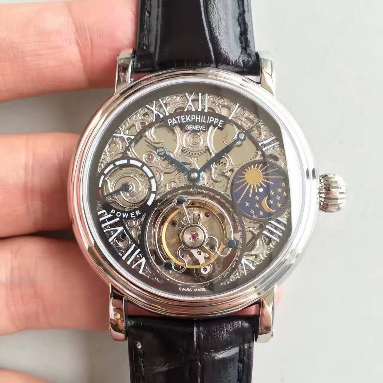 【TF Factory  Perfect  Knockoff  Watches 】 PATEK PHILIPPE 镂空雕花动力星辰真 Tourbillon  wrist watches  / BD202