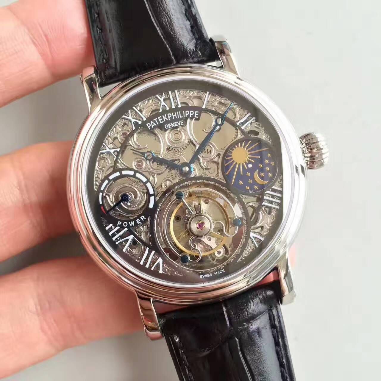 【TF Factory  Perfect  Knockoff  Watches 】 PATEK PHILIPPE 镂空雕花动力星辰真 Tourbillon  wrist watches  / BD202