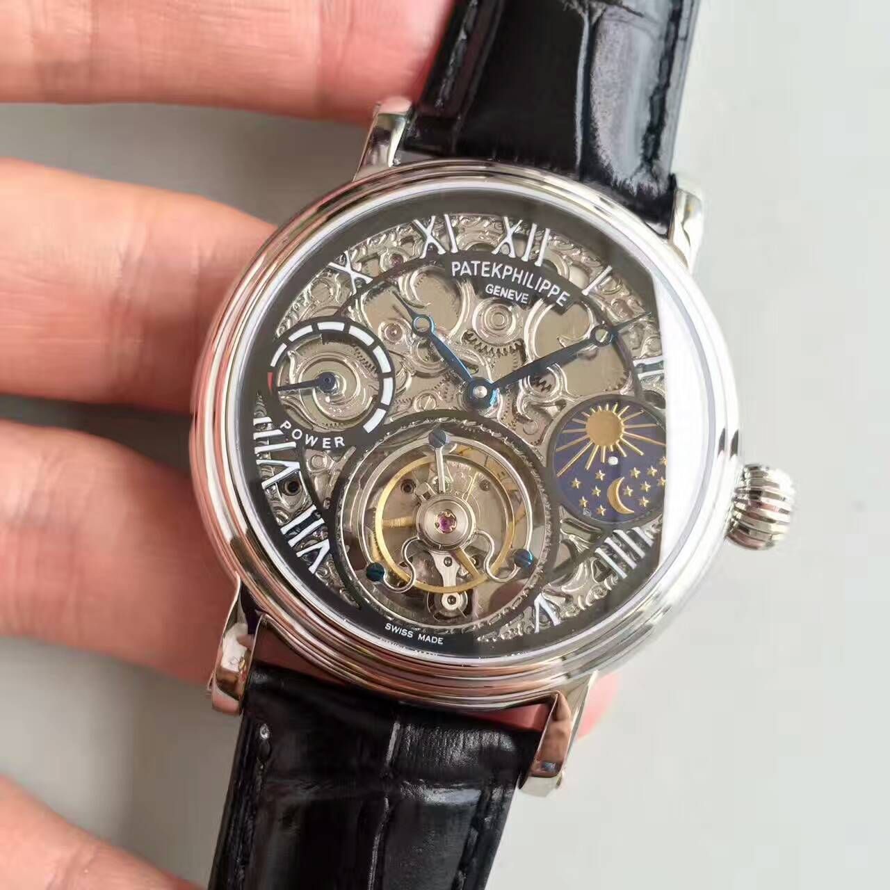 【TF Factory  Perfect  Knockoff  Watches 】 PATEK PHILIPPE 镂空雕花动力星辰真 Tourbillon  wrist watches  / BD202