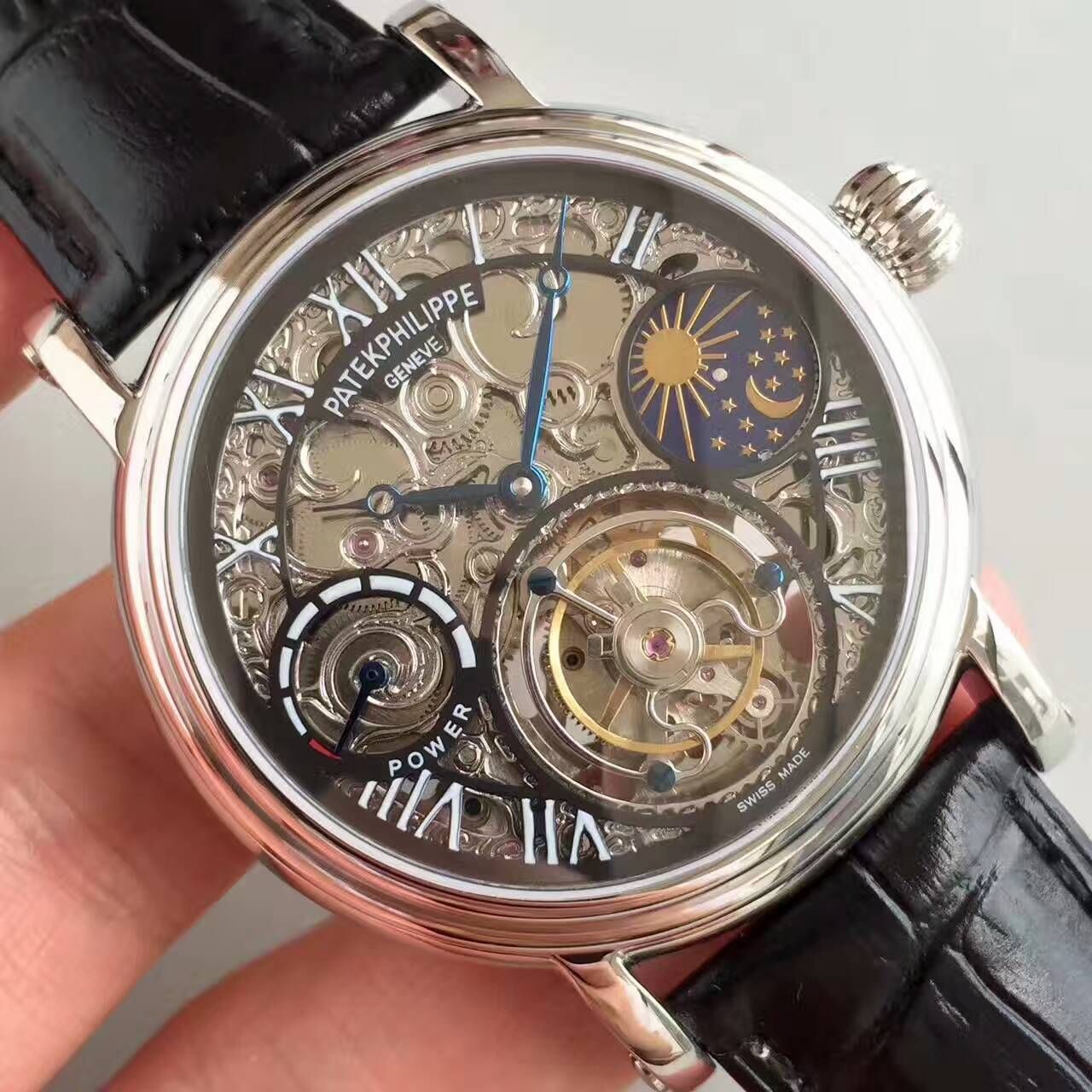 【TF Factory  Perfect  Knockoff  Watches 】 PATEK PHILIPPE 镂空雕花动力星辰真 Tourbillon  wrist watches  / BD202