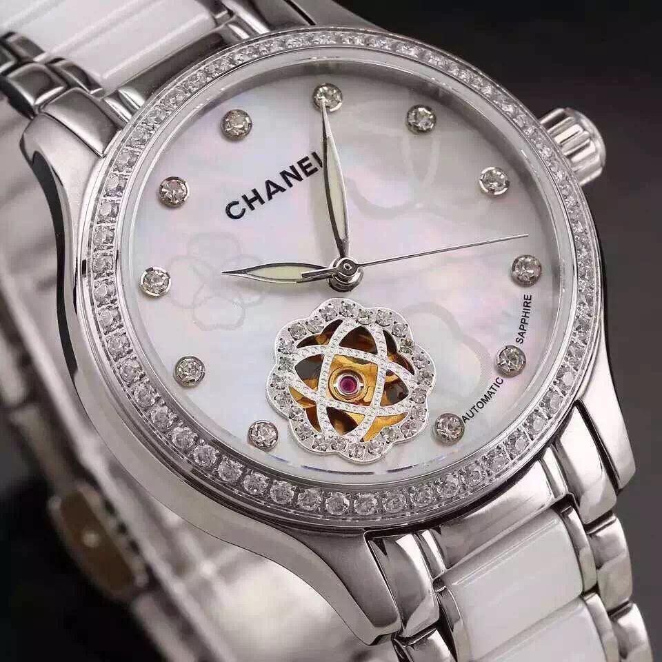  Chanel  J12系列  镶钻精钢表盘  日本进口全自动机械 Movement   TOP 女士 wrist watches  白色款 / XNR014B 