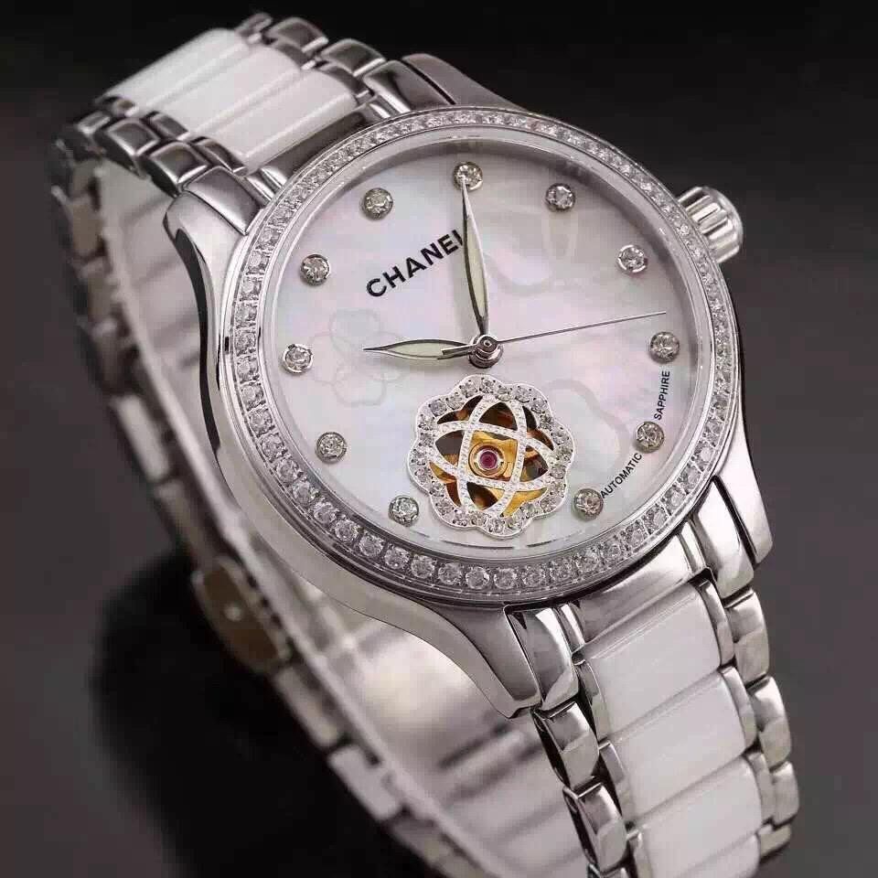  Chanel  J12系列  镶钻精钢表盘  日本进口全自动机械 Movement   TOP 女士 wrist watches  白色款 / XNR014B 