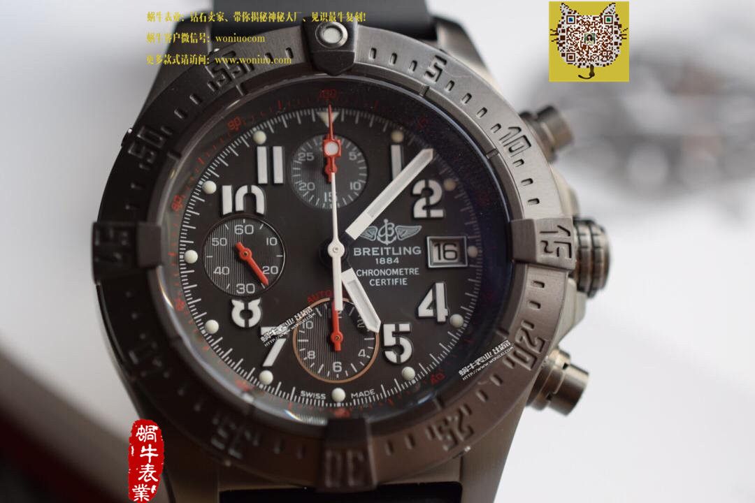 【实物图鉴赏】NOOB Factory 1:1 Replica Watches 之 Breitling 复仇者系列黑钢 watchcase 黑色表盘橡胶 watchband   wrist watches  / BL015.0