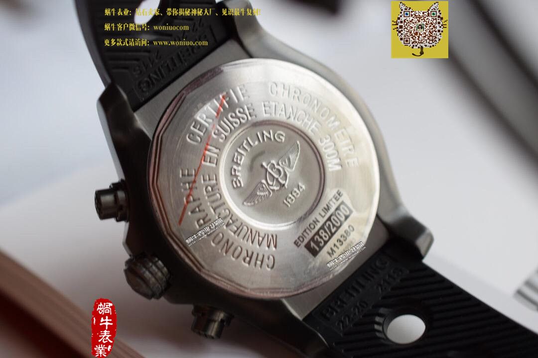 【实物图鉴赏】NOOB Factory 1:1 Replica Watches 之 Breitling 复仇者系列黑钢 watchcase 黑色表盘橡胶 watchband   wrist watches  / BL015.0