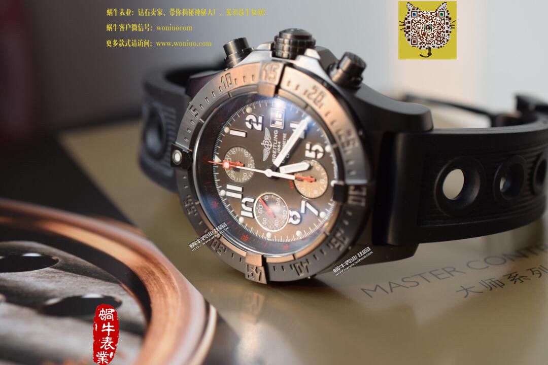 【实物图鉴赏】NOOB Factory 1:1 Replica Watches 之 Breitling 复仇者系列黑钢 watchcase 黑色表盘橡胶 watchband   wrist watches  / BL015.0