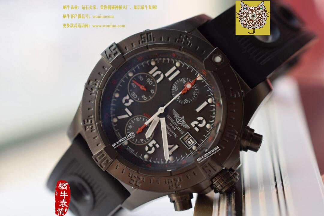 【实物图鉴赏】NOOB Factory 1:1 Replica Watches 之 Breitling 复仇者系列黑钢 watchcase 黑色表盘橡胶 watchband   wrist watches  / BL015.0