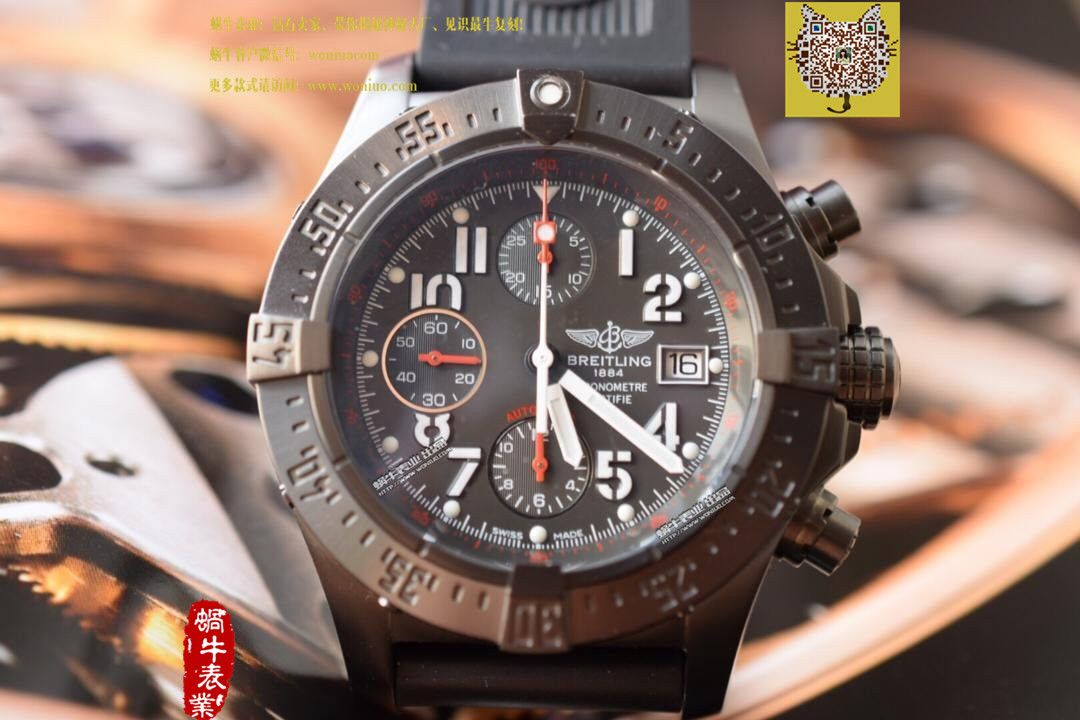【实物图鉴赏】NOOB Factory 1:1 Replica Watches 之 Breitling 复仇者系列黑钢 watchcase 黑色表盘橡胶 watchband   wrist watches  / BL015.0