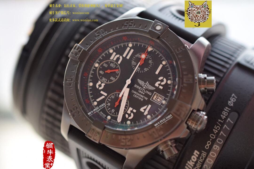 【实物图鉴赏】NOOB Factory 1:1 Replica Watches 之 Breitling 复仇者系列黑钢 watchcase 黑色表盘橡胶 watchband   wrist watches  / BL015.0