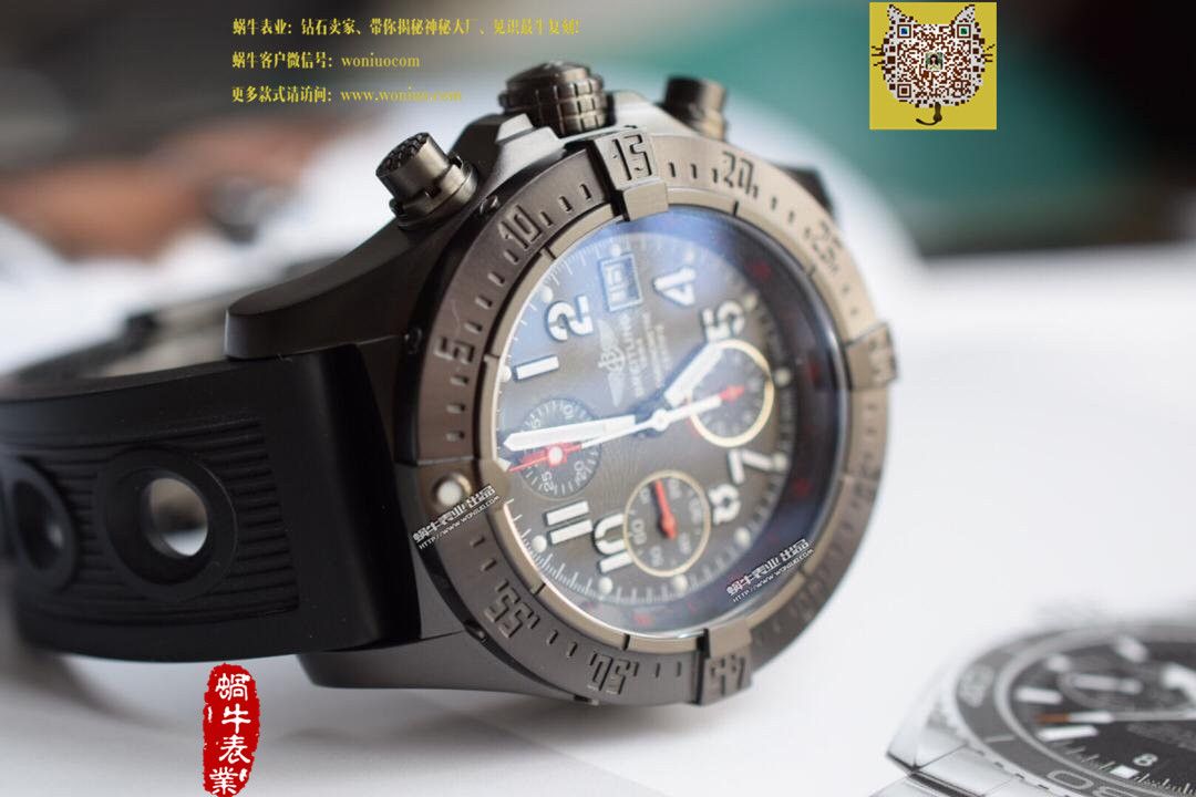 【实物图鉴赏】NOOB Factory 1:1 Replica Watches 之 Breitling 复仇者系列黑钢 watchcase 黑色表盘橡胶 watchband   wrist watches  / BL015.0
