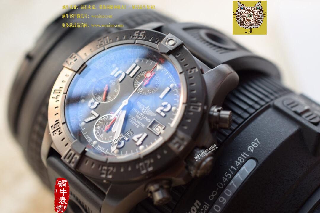 【实物图鉴赏】NOOB Factory 1:1 Replica Watches 之 Breitling 复仇者系列黑钢 watchcase 黑色表盘橡胶 watchband   wrist watches  / BL015.0