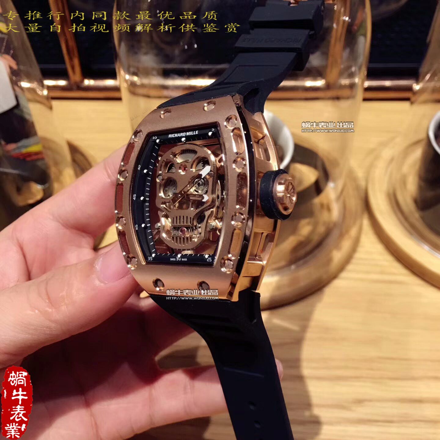 【KV Factory  Perfect  High quality  Replica Watches 】RICHARD MILLE 男士系列RM 052 金色骷髅头 wrist watches  