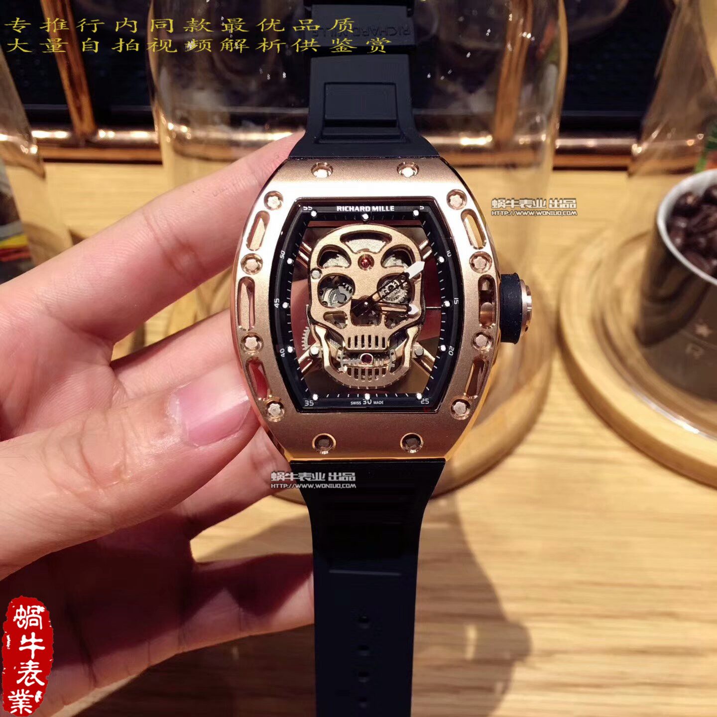 【KV Factory  Perfect  High quality  Replica Watches 】RICHARD MILLE 男士系列RM 052 金色骷髅头 wrist watches  