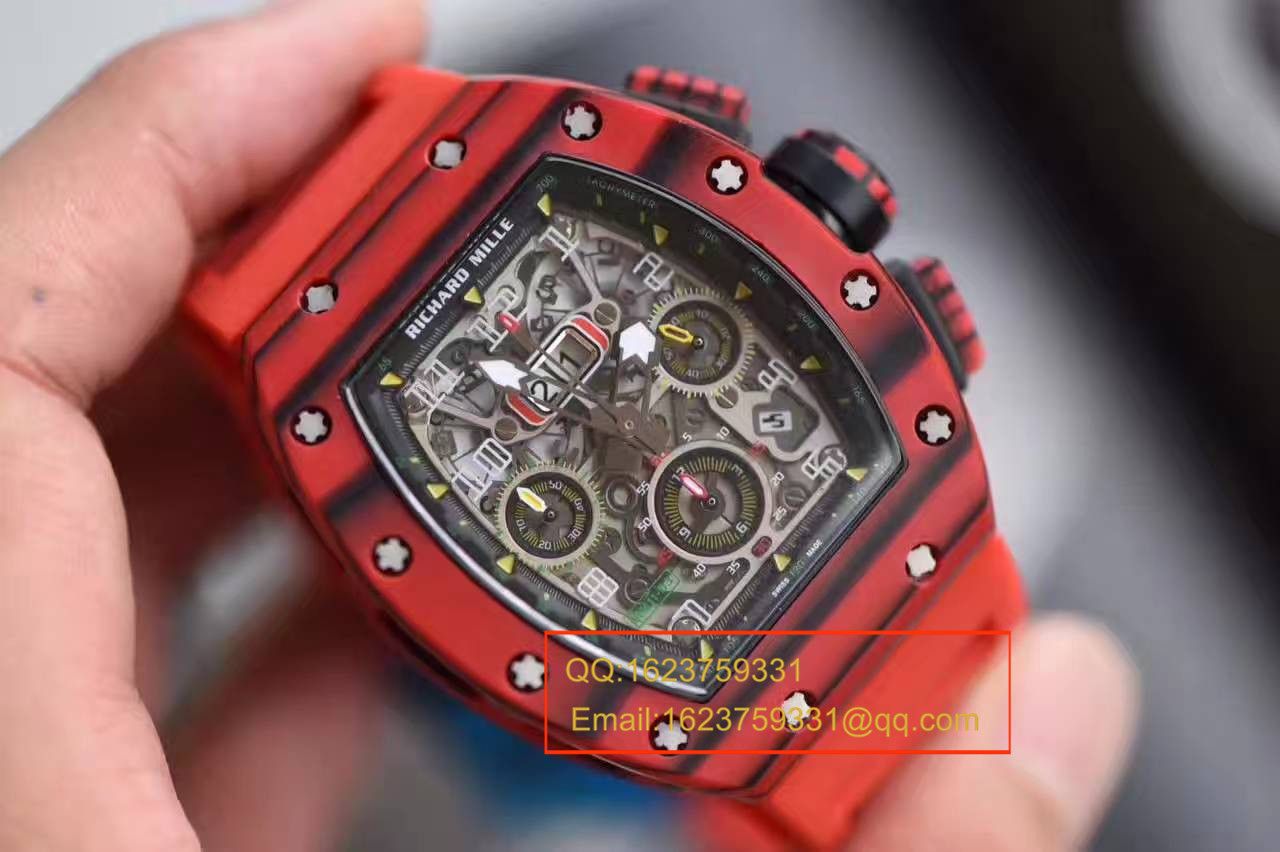 【独家视频测评RM Perfect  High quality  Replica Watches 】RICHARD MILLE 男士系列RM 011 RED QTPT红 carbon fiber  wrist watches  / RMBH11-03B