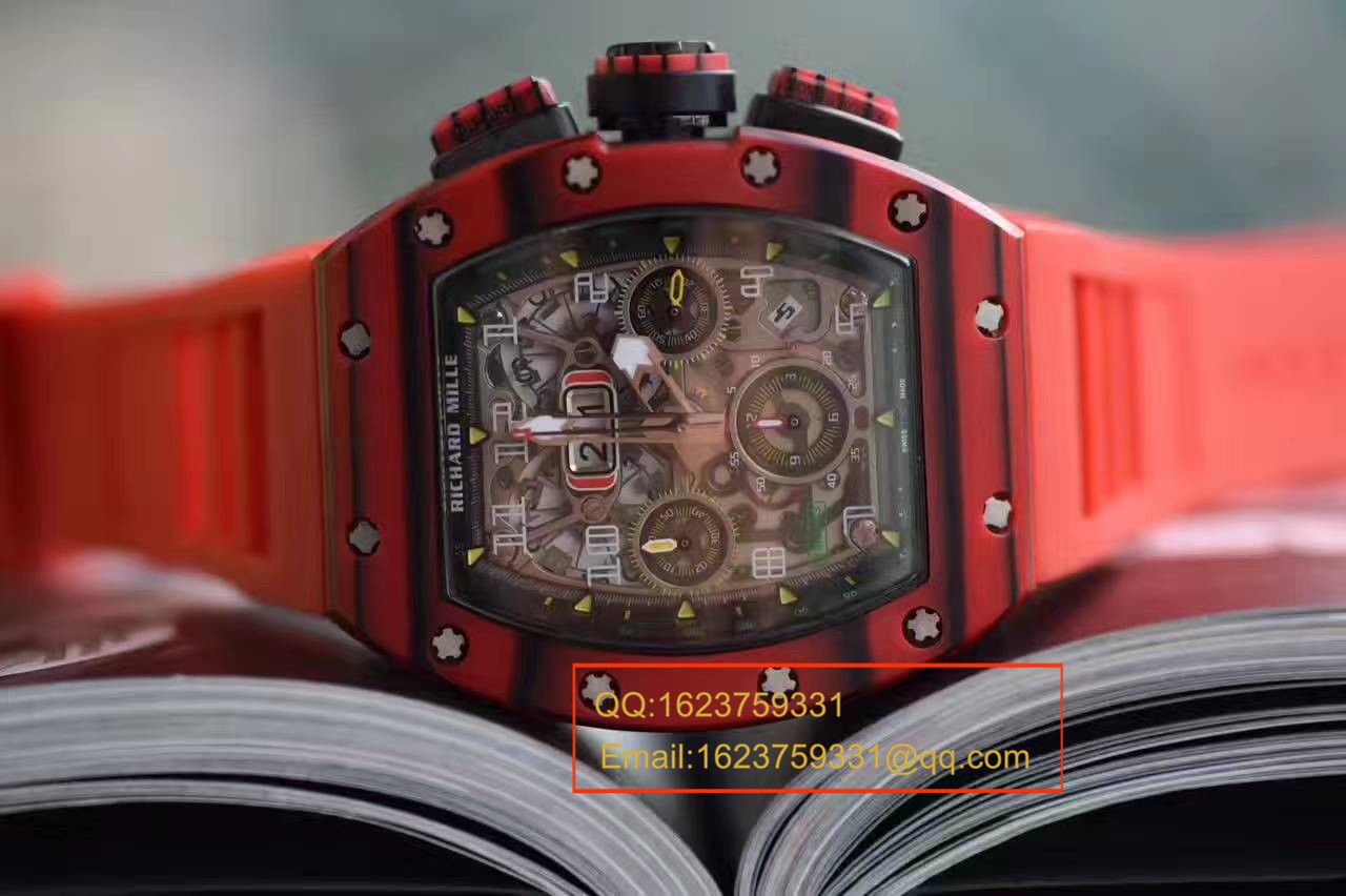 【独家视频测评RM Perfect  High quality  Replica Watches 】RICHARD MILLE 男士系列RM 011 RED QTPT红 carbon fiber  wrist watches  / RMBH11-03B