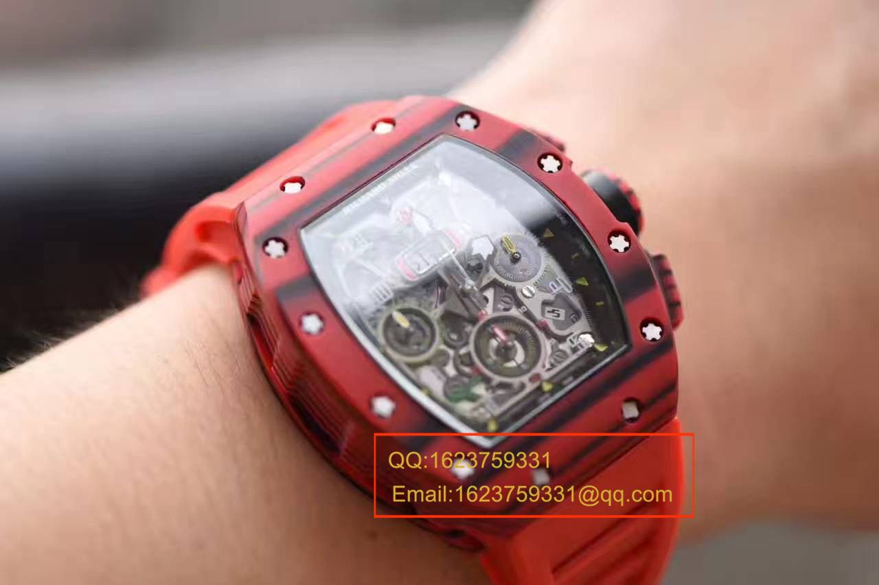 【独家视频测评RM Perfect  High quality  Replica Watches 】RICHARD MILLE 男士系列RM 011 RED QTPT红 carbon fiber  wrist watches  / RMBH11-03B