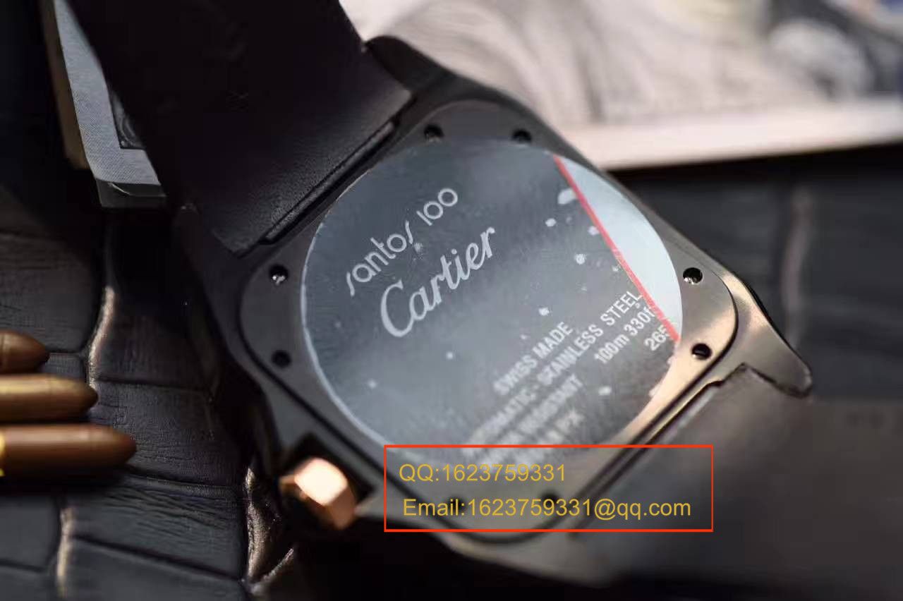 【独家视频测评HBBV6 Factory 1:1 top  Replica Watches 】 Cartier   Santos SANTOS 100系列间金黑武士W2020009  wrist watches  / KBA034