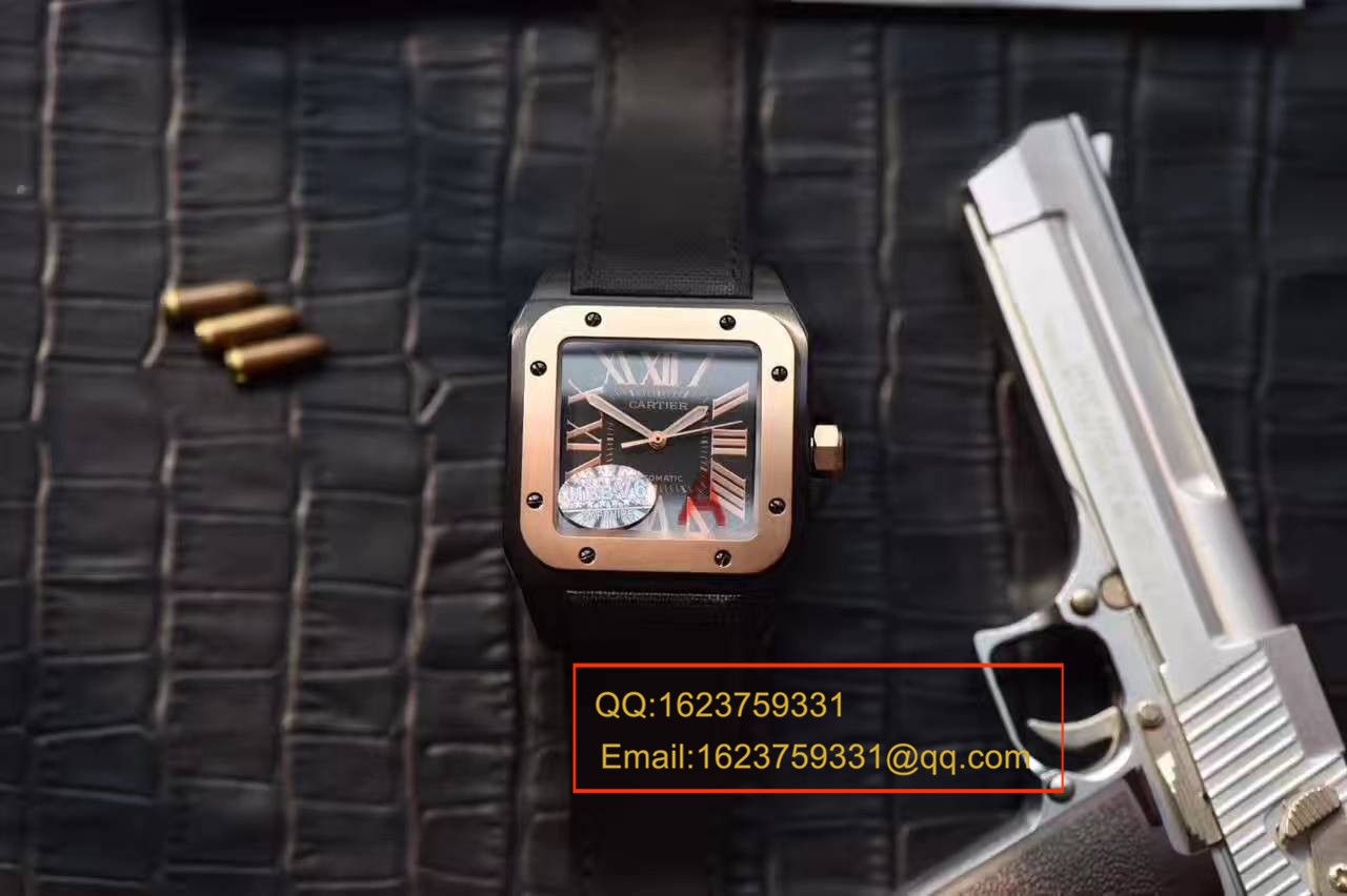 【独家视频测评HBBV6 Factory 1:1 top  Replica Watches 】 Cartier   Santos SANTOS 100系列间金黑武士W2020009  wrist watches  / KBA034