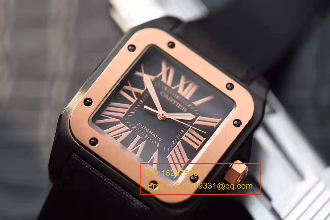 【独家视频测评HBBV6 Factory 1:1 top  Replica Watches 】 Cartier   Santos SANTOS 100系列间金黑武士W2020009  wrist watches  / KBA034