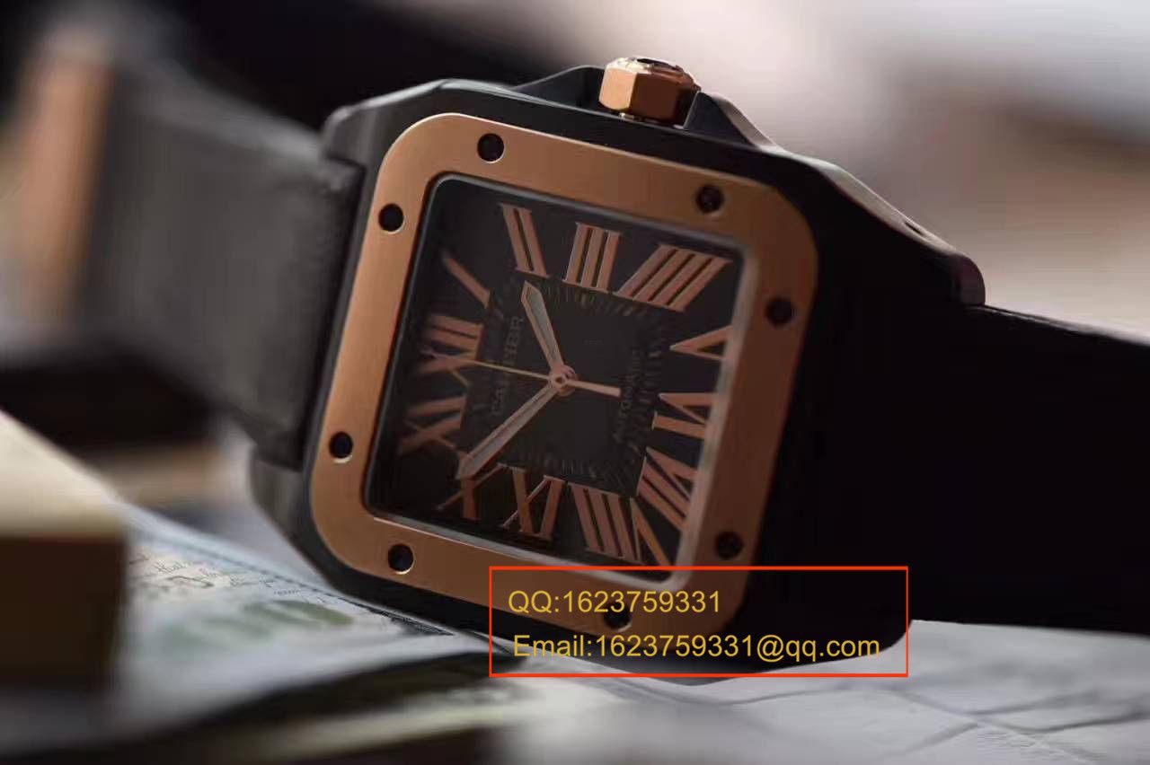 【独家视频测评HBBV6 Factory 1:1 top  Replica Watches 】 Cartier   Santos SANTOS 100系列间金黑武士W2020009  wrist watches  / KBA034