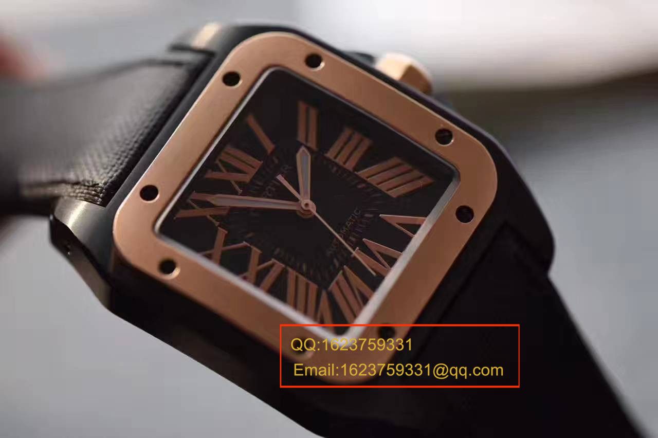 【独家视频测评HBBV6 Factory 1:1 top  Replica Watches 】 Cartier   Santos SANTOS 100系列间金黑武士W2020009  wrist watches  / KBA034