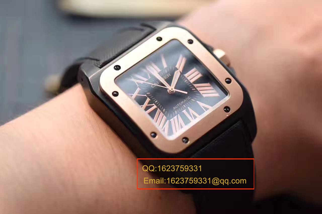【独家视频测评HBBV6 Factory 1:1 top  Replica Watches 】 Cartier   Santos SANTOS 100系列间金黑武士W2020009  wrist watches  / KBA034
