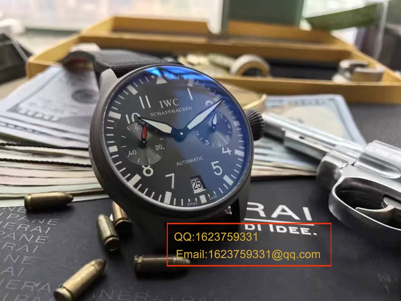 【实拍图鉴赏】YL Factory 1:1 High quality  Replica Watches 之 IWC 大飞特别版新款-喷砂精钢壳套黑面男表 / WG257