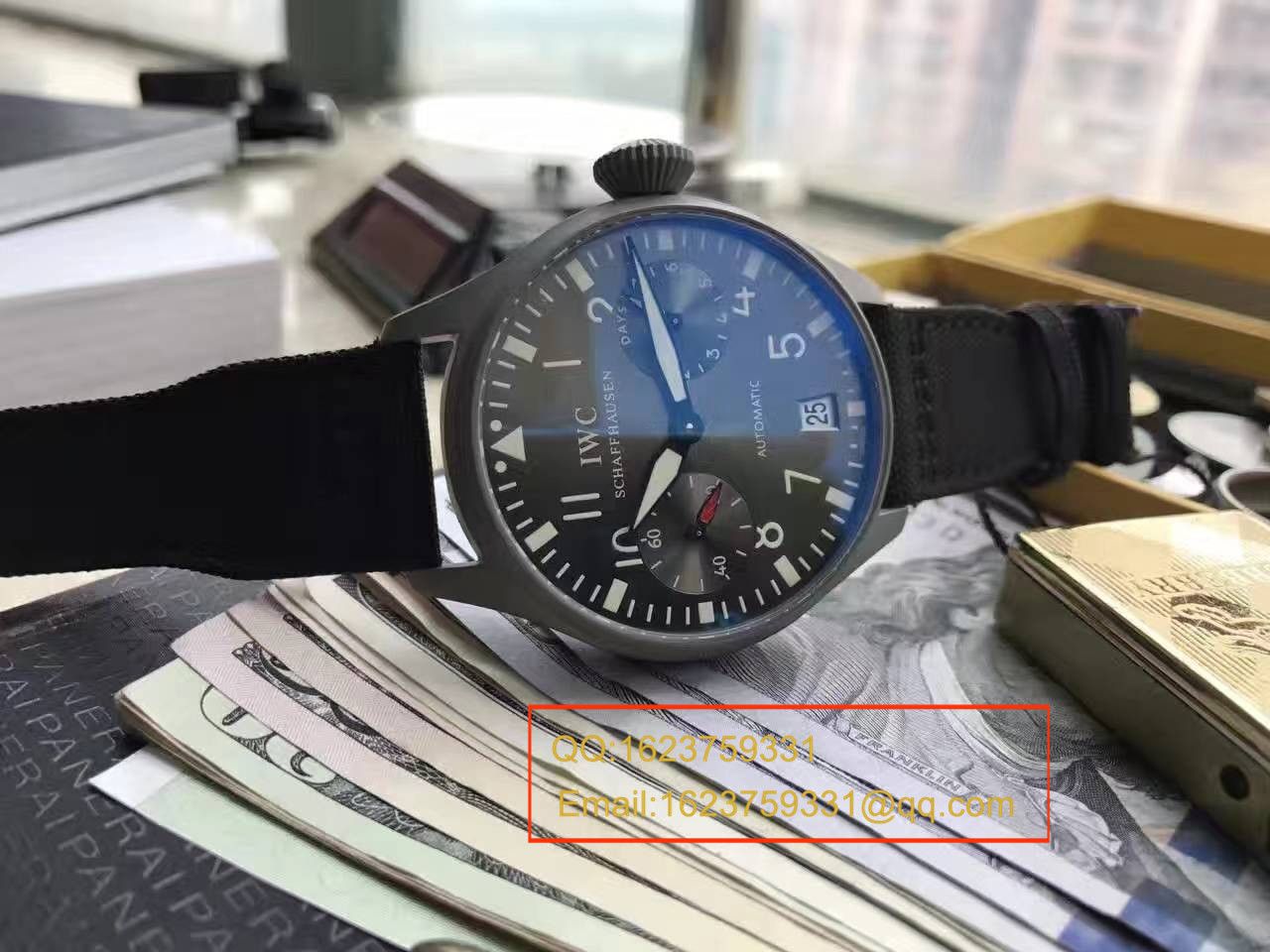 【实拍图鉴赏】YL Factory 1:1 High quality  Replica Watches 之 IWC 大飞特别版新款-喷砂精钢壳套黑面男表 / WG257