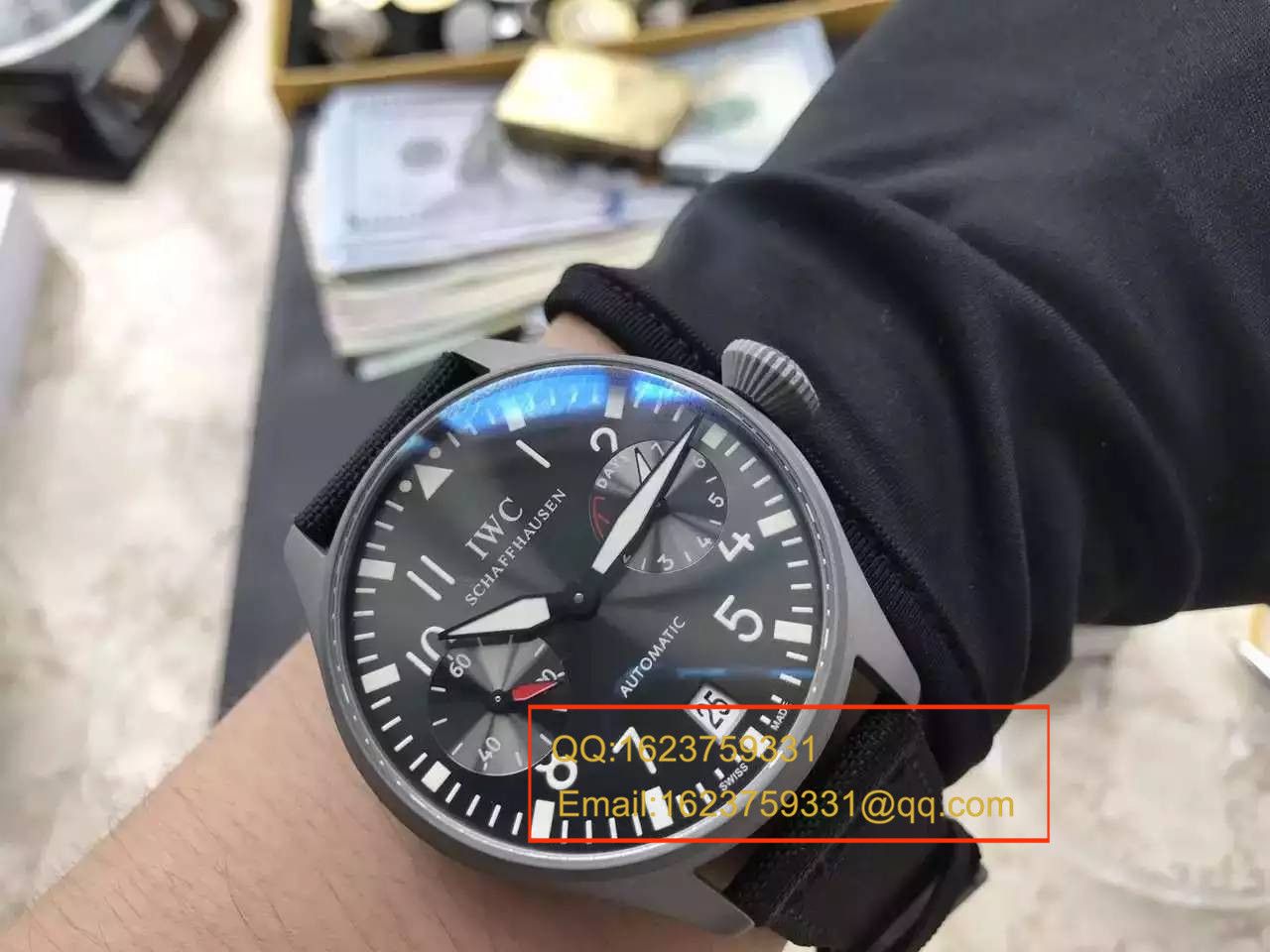 【实拍图鉴赏】YL Factory 1:1 High quality  Replica Watches 之 IWC 大飞特别版新款-喷砂精钢壳套黑面男表 / WG257
