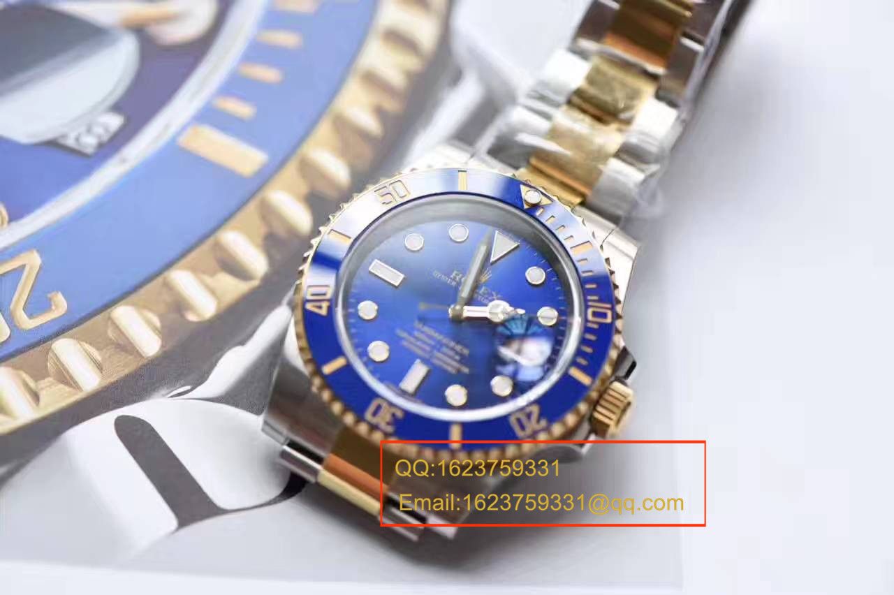 【独家视频测评JF Factory 1:1 High quality  Replica Watches 】 Rolex  Submariner 型系列116613LB-97203间金蓝金水鬼 wrist watches  