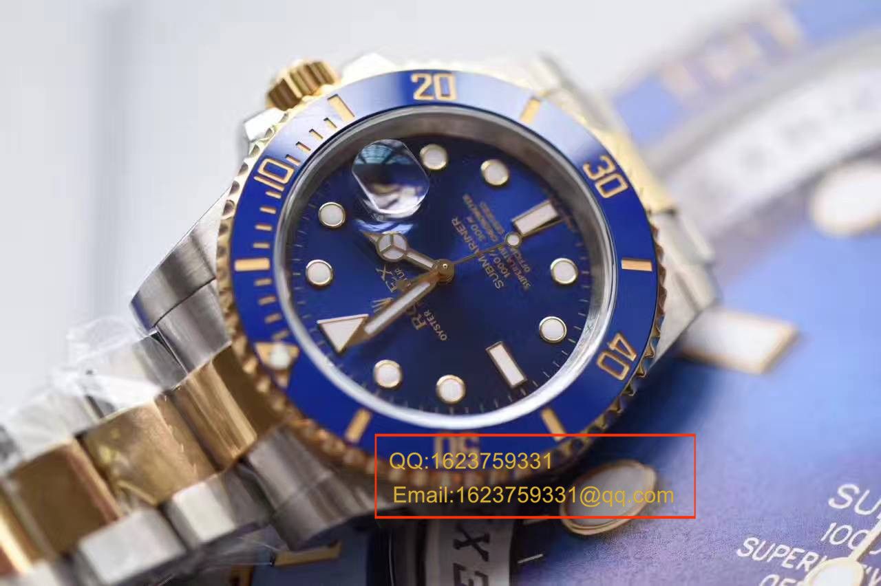 【独家视频测评JF Factory 1:1 High quality  Replica Watches 】 Rolex  Submariner 型系列116613LB-97203间金蓝金水鬼 wrist watches  