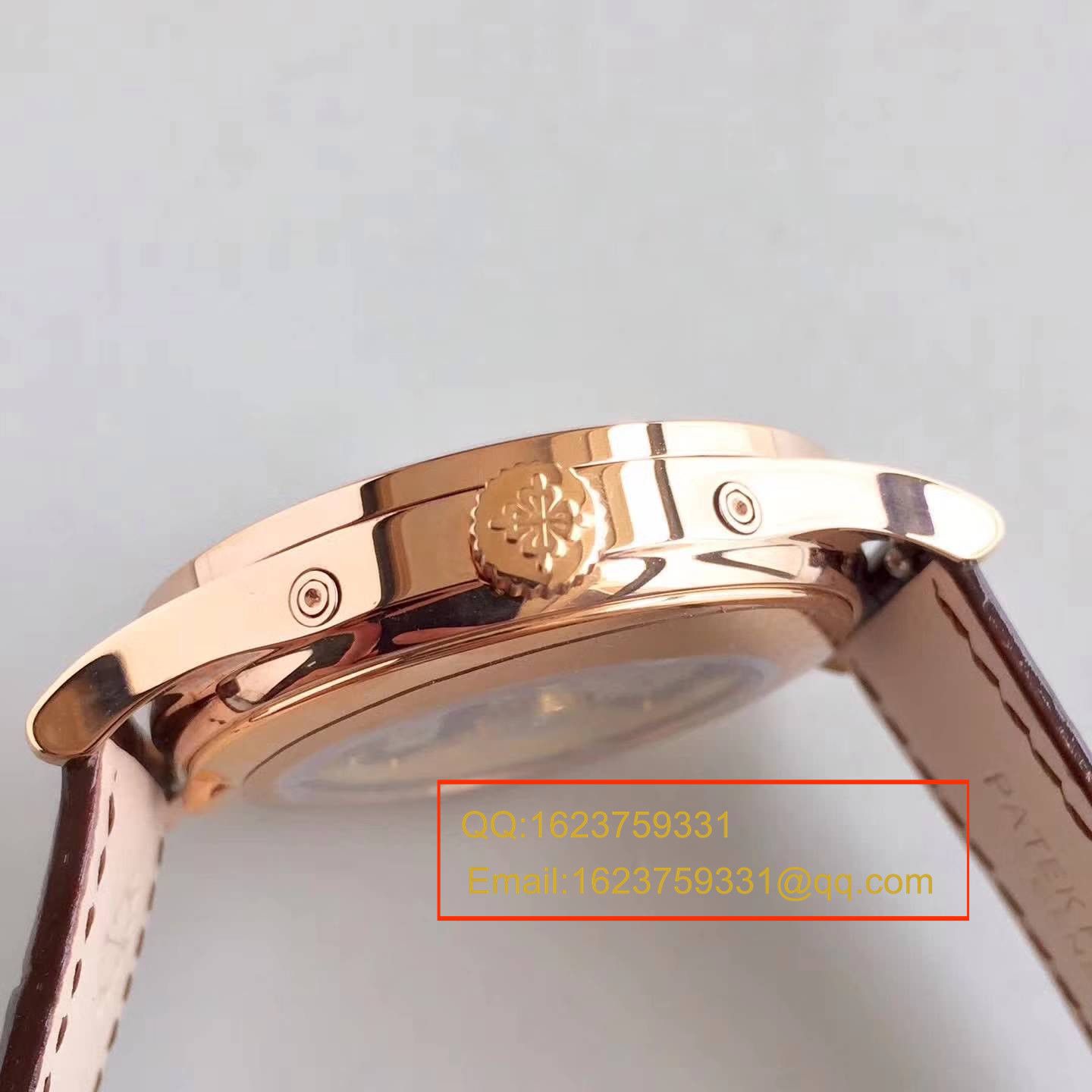 【台湾 Factory 1:1 High quality  Replica  wrist watches 】 PATEK PHILIPPE 复杂功能计时系列5396/1R-001 月相皮带款玫瑰金 wrist watches  / BD209