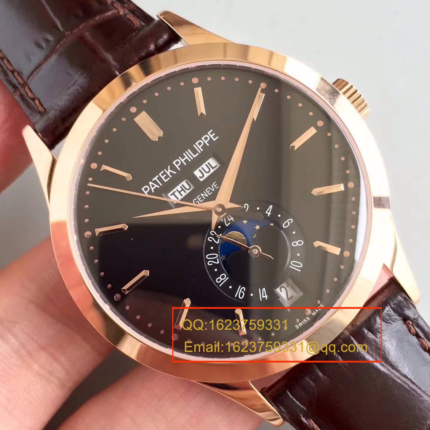 【台湾 Factory 1:1 High quality  Replica  wrist watches 】 PATEK PHILIPPE 复杂功能计时系列5396/1R-001 月相皮带款玫瑰金 wrist watches  / BD209